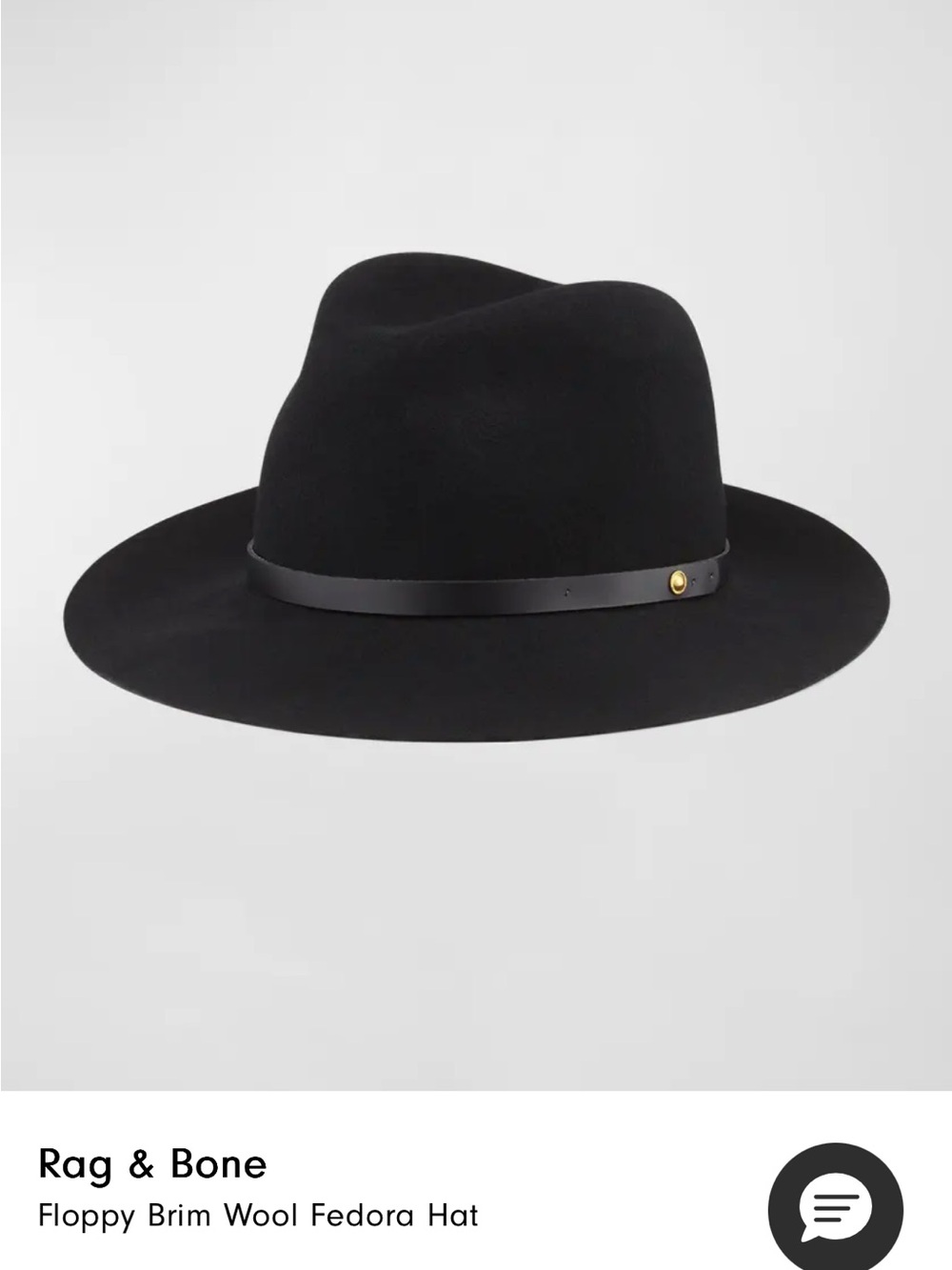 rag & bone Black Wool Fedora with Leather Hatband